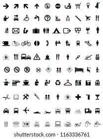Set of different icons on a white background