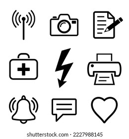 set of different icons on white background