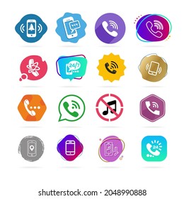 Set of different icons with phone on white backrgound for your site or application.