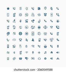 Set of different icons with phone on white background for your site or application.