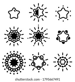 Set of different icons stars. Vector illustration. Design elements.