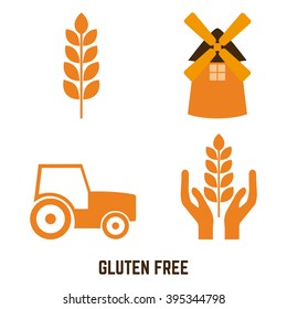 Set of different icons and text for gluten free products