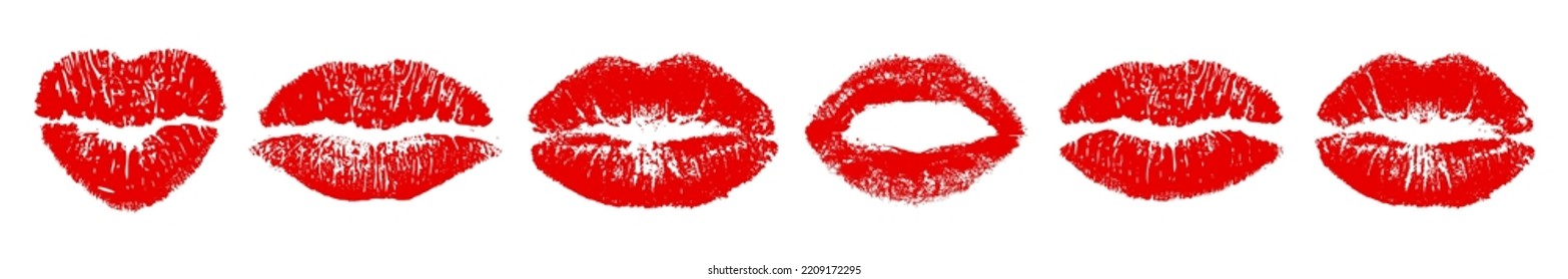 Set different imprint kiss lips – vector
