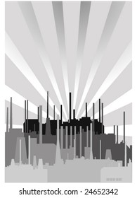 set of different industrial buildings vector illustration