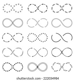 Set of different infinity symbols, vector eps10 illustration