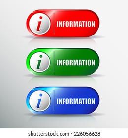Set of different information  buttons for design. Info round  symbol.     Vector Illustration. 