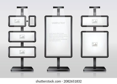 Set of a different information stand, vector illustration of a exhibition stand template on a plain background