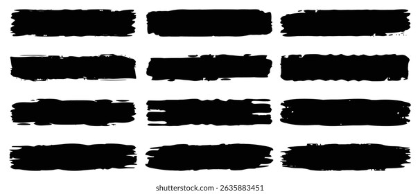 Set of different ink paint brush strokes isolated on white background. Grunge banner background. Vector-eps 10	