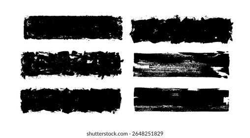 Satz verschiedener Pinselstriche einzeln auf weißem Hintergrund. Grunge Banner Hintergrund.