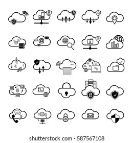 set with different internet cloud vector icons