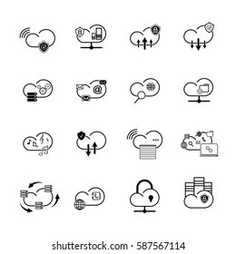 set with different internet cloud vector icons