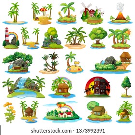 Set of different islands illustration