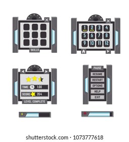 Set of different items for game user interface. Vector illustration. video games