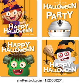 Set of different items for the holiday Halloween, as well as a cute ghost.
 Illustration design for greeting card, poster or print.