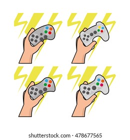 Set of different joysticks on white background, Vector illustration