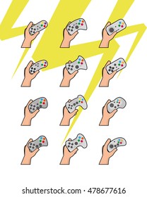 Set of different joysticks on white background, Vector illustration