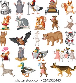 Set of different kids of animals illustration