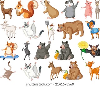 Set of different kids of animals illustration
