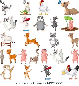 Set of different kids of animals illustration