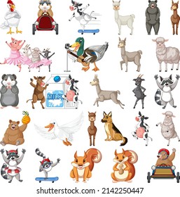 Set of different kids of animals illustration