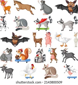 Set of different kids of animals illustration