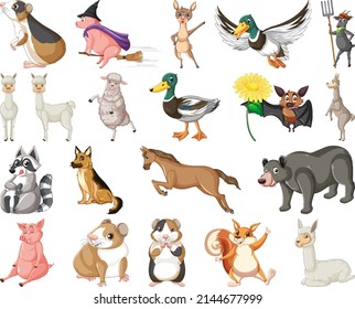 Ilustración de diferentes hijos de animales