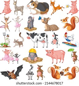 Set of different kids of animals illustration