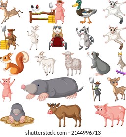 Set of different kids of animals illustration