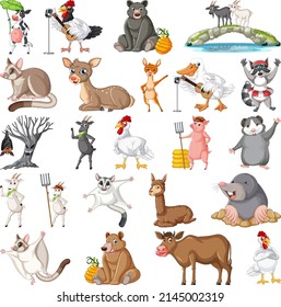 Set of different kids of animals illustration