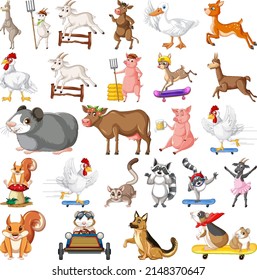 Set of different kids of animals illustration