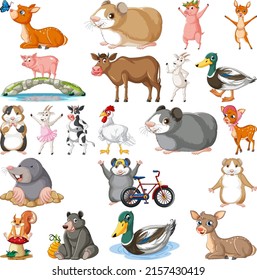 Set of different kids of animals illustration