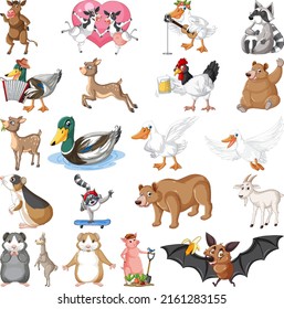 Set of different kids of animals illustration