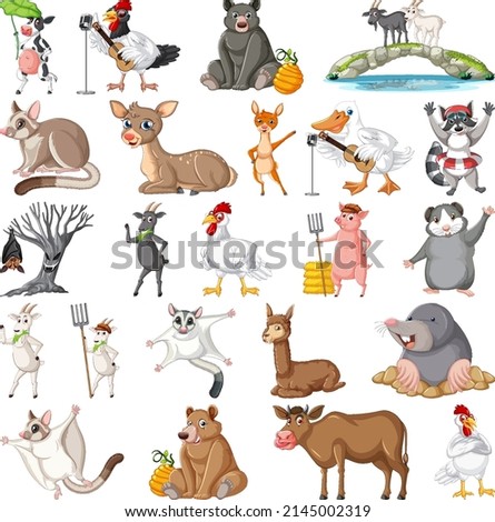 Set of different kids of animals illustration
