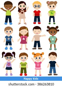 Set of different  kids. Isolated on white background.