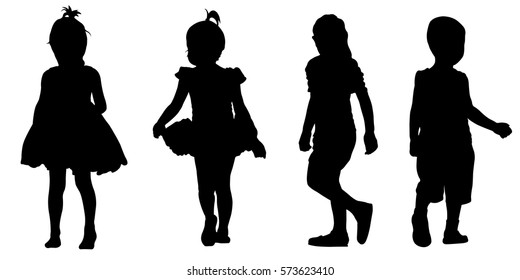set of different kids silhouettes