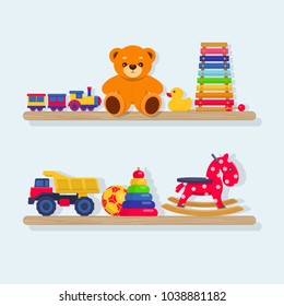 toys on a shelf