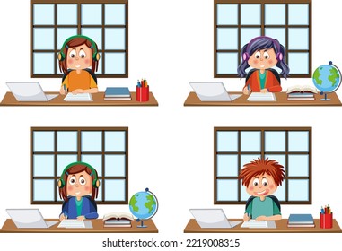 KinderSet mit Laptop-Illustration