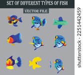 Set of different kind of fishes vector file