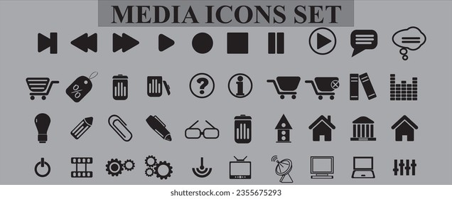 Set of different kind of icons for business and media