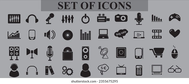 Set of different kind of icons for business and media