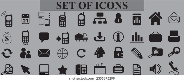 Set of different kind of icons for business and media