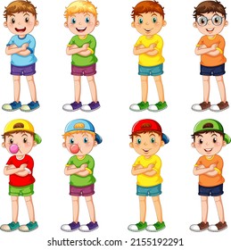 Reihe verschiedener Kindergarten-Jungs-Illustration