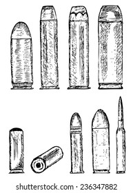 set of different kinds of ammunition