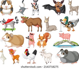 Set of different kinds of animals illustration