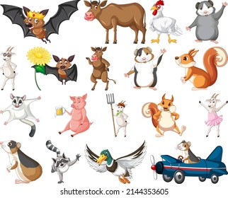 Set of different kinds of animals illustration