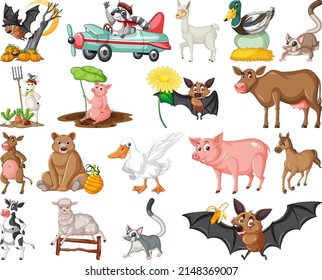 Set of different kinds of animals illustration