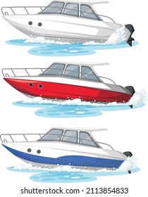 Set of different kinds of boats and ships isolated illustration