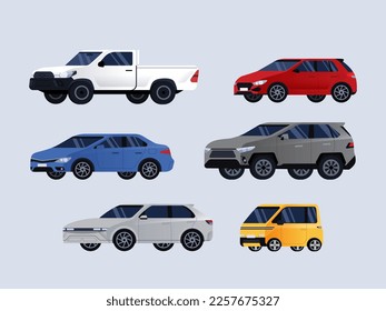 Set of different kinds of cars