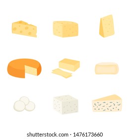 Set of different kinds of cheese, vector illustration