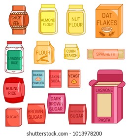 Set of different kinds of food vector colored illustration 
